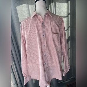 Mens Johnston & Murphy orange pattern dress shirt size XL